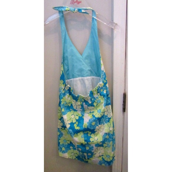 Lilly Pulitzer Girls Halter Dress Vintage White Label Blue Tropical Floral Sz 12 - Picture 4 of 5